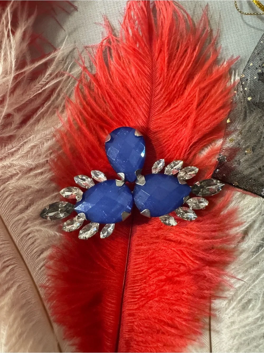 Bold Royal Blue Crystal Statement Brooch - Pre-loved/EUC - comes in mesh pouch.